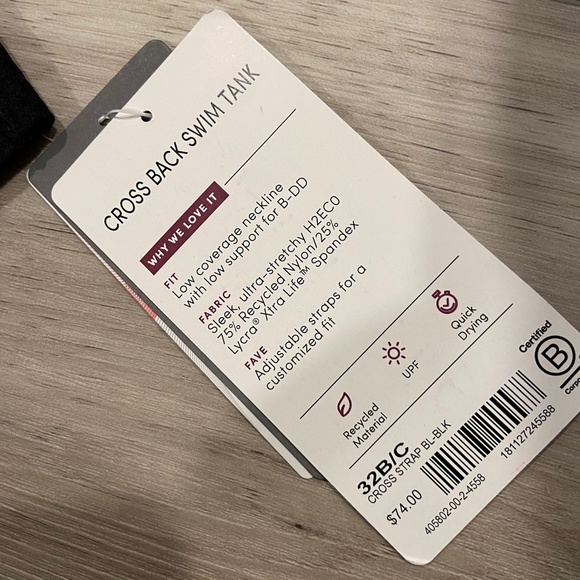 Athleta Cross Back Tankini Swim Top Black 32B/C - Picture 2 of 6